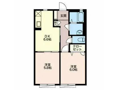 サニーハウス 225002(2DK/1階)の間取り写真