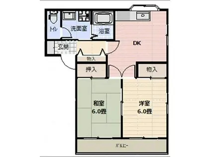 セレソン(2DK/1階)の間取り写真