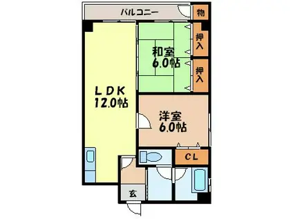 アカオマンション(2LDK/2階)の間取り写真