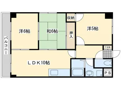 スカール上上津役(3LDK/9階)の間取り写真