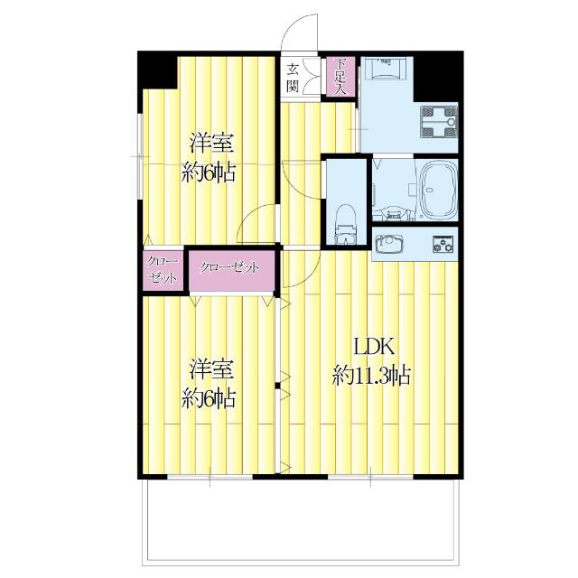 Sフルール千里(2LDK/1階)の間取り写真