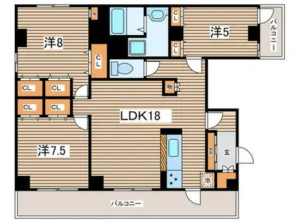 リンデンハイムAサイド(3LDK/5階)の間取り写真