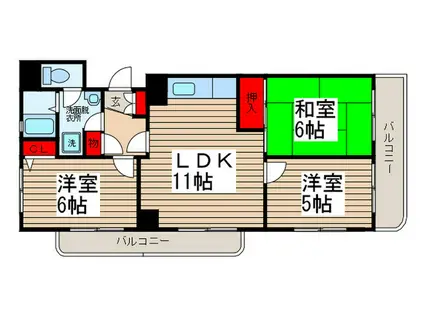 フローラル松戸(3LDK/2階)の間取り写真
