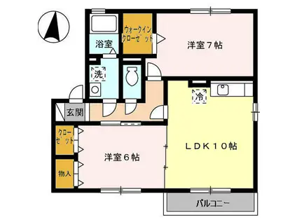 クレイドル(2LDK/2階)の間取り写真