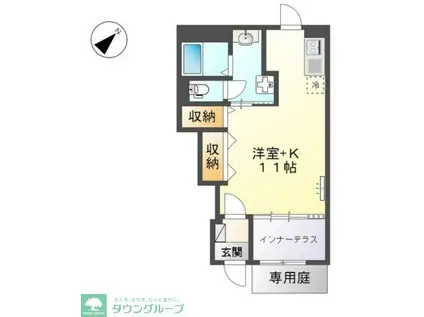 GRANPLUM(ワンルーム/1階)の間取り写真