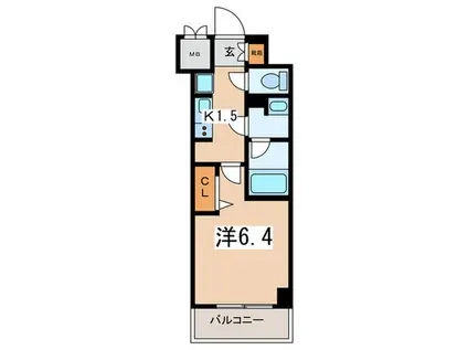 グランカーサ大和(1K/4階)の間取り写真
