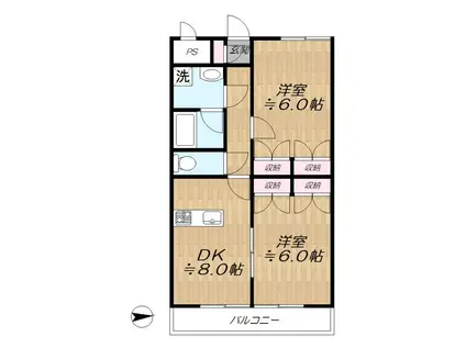 クレッセント西大井(2DK/4階)の間取り写真