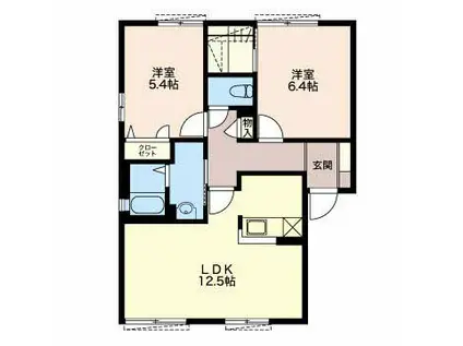 クレール石川(2LDK/1階)の間取り写真