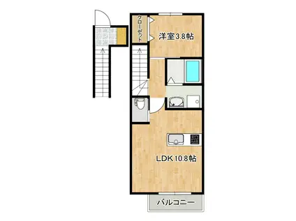 PINO YAGIYAMA(1K/2階)の間取り写真