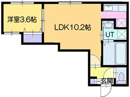 HYATT恵庭(1LDK/4階)の間取り写真