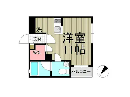 CALMOCUBE(ワンルーム/3階)の間取り写真