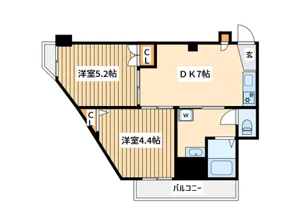 アルコバレーノ(2DK/2階)の間取り写真