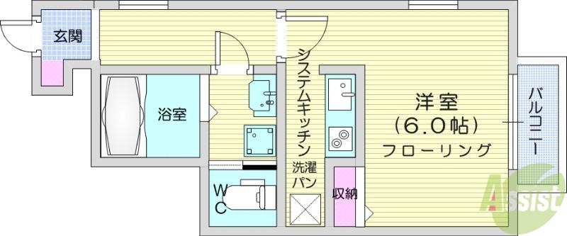 LEPROTTO1(ワンルーム/1階)の間取り写真