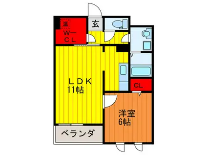 ドゥー ボヌール(1LDK/3階)の間取り写真