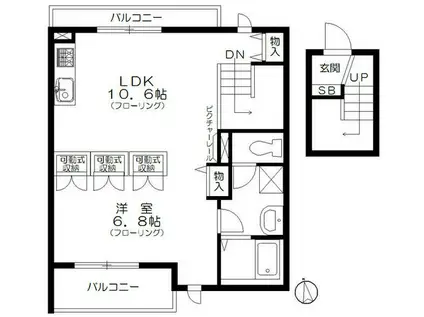 ガーデン欅(1LDK/2階)の間取り写真