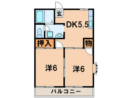 メゾンシーロード(2DK/2階)の間取り写真