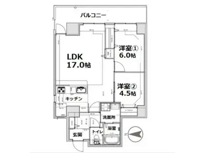 シティコート目黒2号棟 3階(2LDK/3階)の間取り写真
