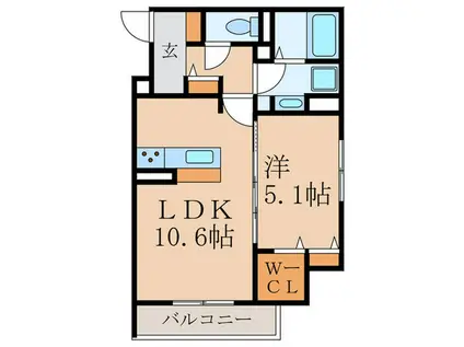 スペチアーレ潮江(1LDK/1階)の間取り写真