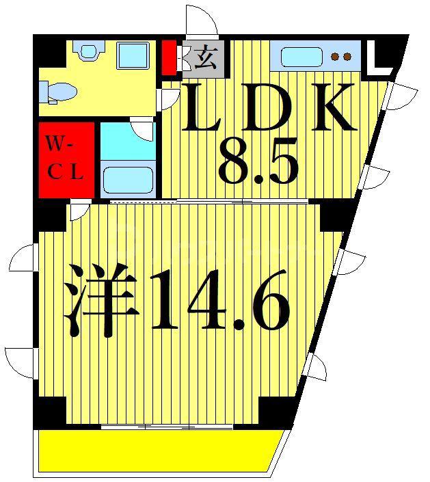 T-COURT(1LDK/5階)の間取り写真