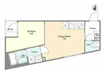 FLUFFY西早稲田(1DK/7階)の間取り写真