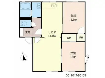 シーサイドアヴェニューB(2LDK/1階)の間取り写真