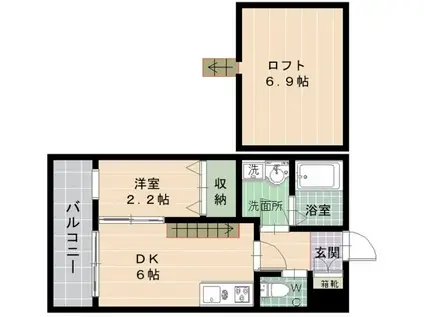 プランドール(1DK/1階)の間取り写真