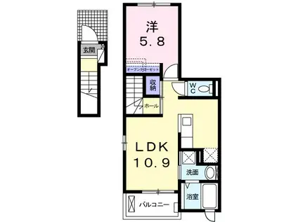 モスアゲートII(1LDK/2階)の間取り写真