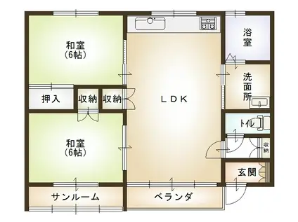 ビーブルハイツ(2LDK/2階)の間取り写真