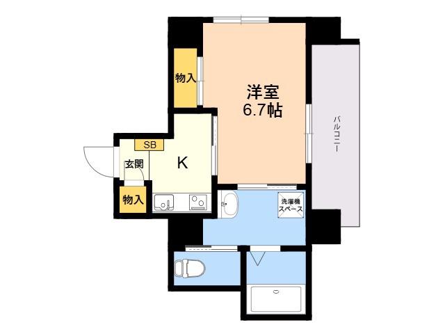 セリユ下大利(1K/4階)の間取り写真