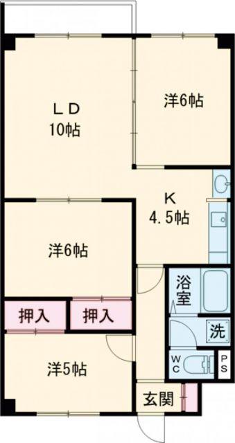 ピアコート神山(3LDK/1階)の間取り写真