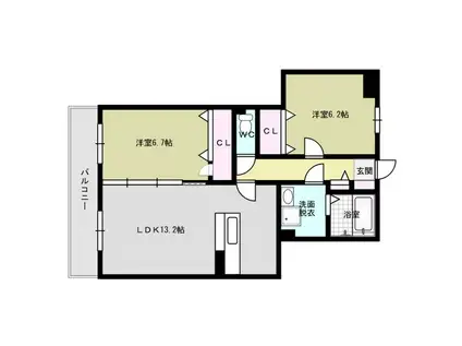 サンライズN(2LDK/2階)の間取り写真