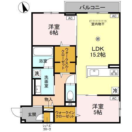 ファブール東羽衣(2LDK/2階)の間取り写真