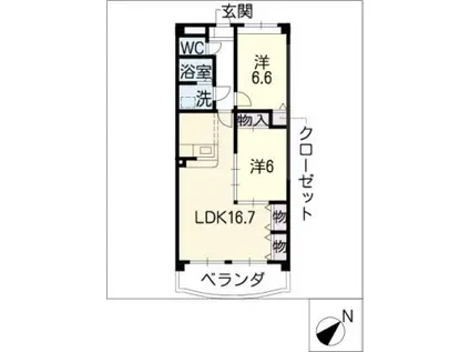 マッシモグローリア(2LDK/1階)の間取り写真