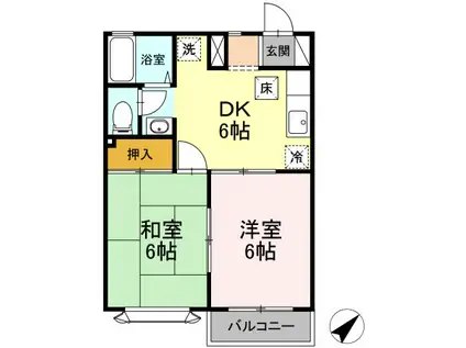メゾングラッセA(2DK/1階)の間取り写真
