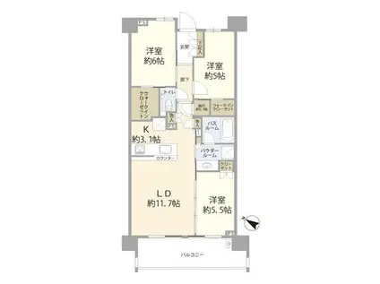 シティハウス中野テラス(3LDK/3階)の間取り写真