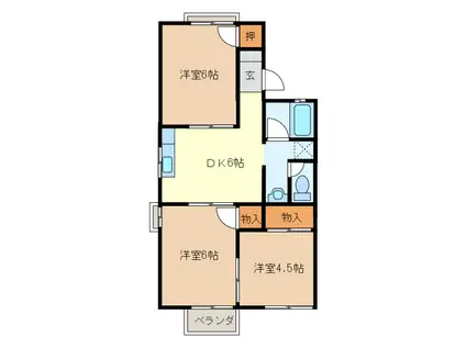 グランドハイツ森 A・B・C(3DK/2階)の間取り写真