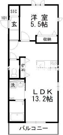 ALBAVIII(1LDK/1階)の間取り写真