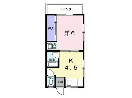 アローンハイツ(1K/2階)の間取り写真