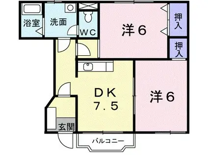 CASA SOLEADO A(2DK/1階)の間取り写真