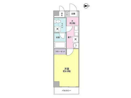 Tハルジオン(1K/2階)の間取り写真