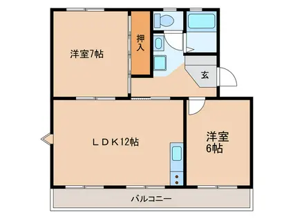 グランシャリオII(2LDK/1階)の間取り写真