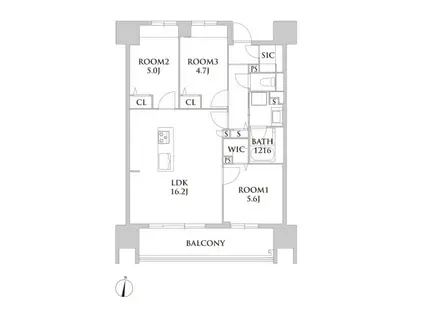 照葉クロススタイル イースト棟(3LDK/8階)の間取り写真