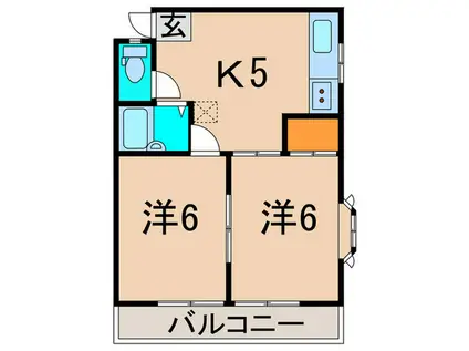 マルモハイツ(2K/2階)の間取り写真