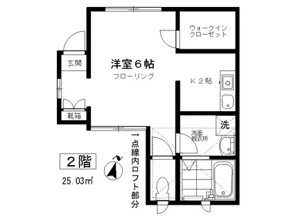 アリビラ上目黒(1K/2階)の間取り写真