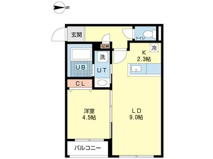 SAQRAS(1LDK/1階)の間取り写真