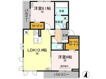 ル・リオン(2LDK/2階)の間取り写真