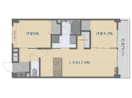 パークエクセル三国ヶ丘(2LDK/3階)の間取り写真