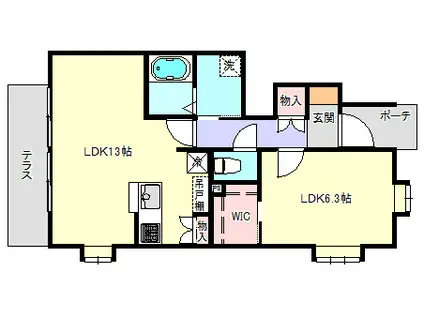 ENSOLEILLER参番館(1LDK/1階)の間取り写真