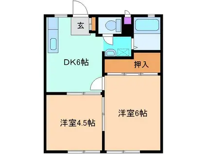 パナハイツ 関口 A棟(2DK/1階)の間取り写真