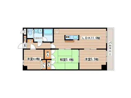 F・シャルマン(3LDK/5階)の間取り写真